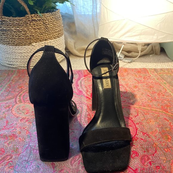 Steve Madden Black Suede Heels - Picture 2 of 4